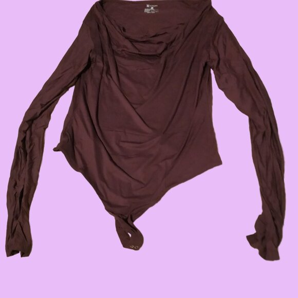 Off-the-Shoulder Long-Sleeve Double Lined Thong Bodysuit - Picture 6 of 8